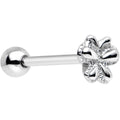 Simple Stainless Steel Butterfly Flat Top Barbell Tongue Ring