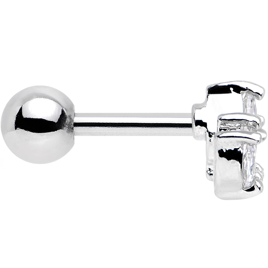 16G 1/4 Stainless Steel Clear CZ Cartilage Earring