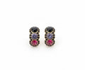 Vintage Style Black Purple & Pink Cubic Zirconia Stud Earrings
