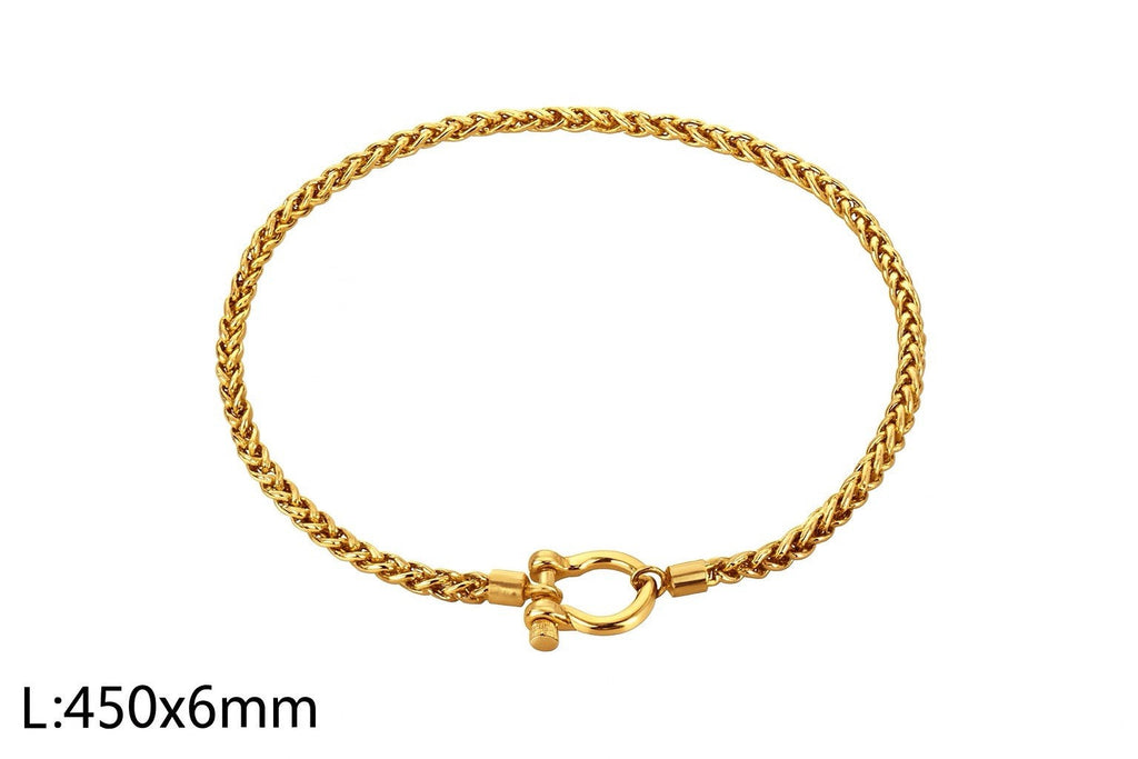 Gold Plated Stainless Steel Plain Horseshoe Lock Style Chain Necklace