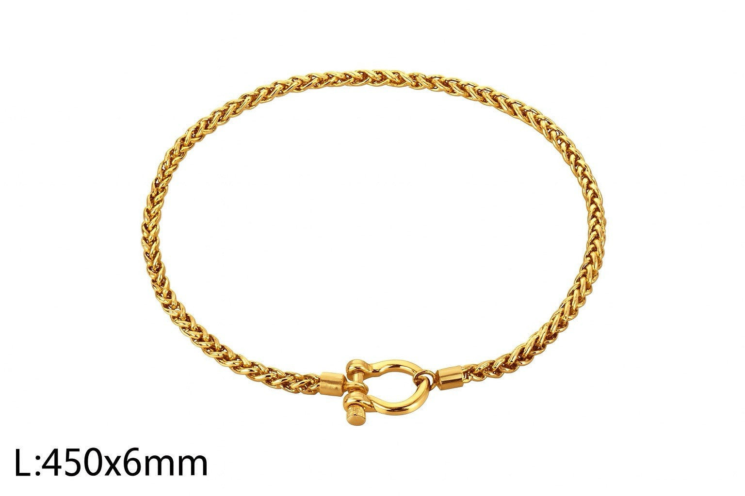 Gold Plated Stainless Steel Plain Horseshoe Lock Style Chain Necklace