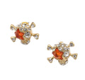 Gold Cubic Zirconia Skull Stud Earring