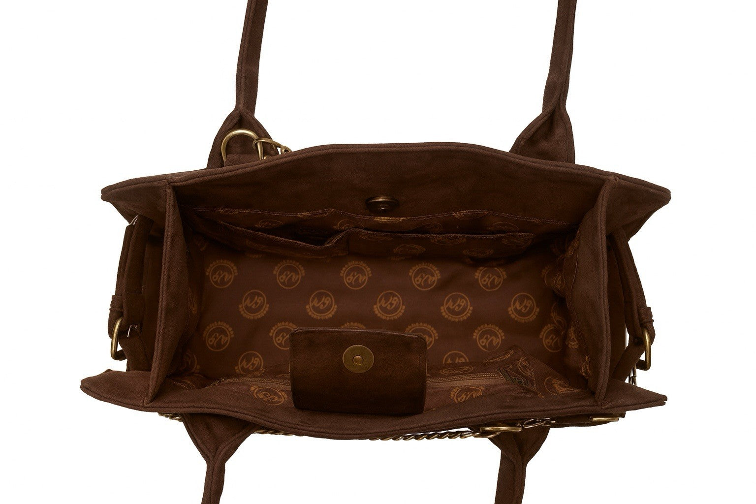 Handmade Brown Faux Suede Stainless Steel Chains Handbag/ Purse