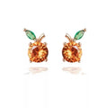 Gold Plated Mini Orange Cubic Zirconia Stud Earrings