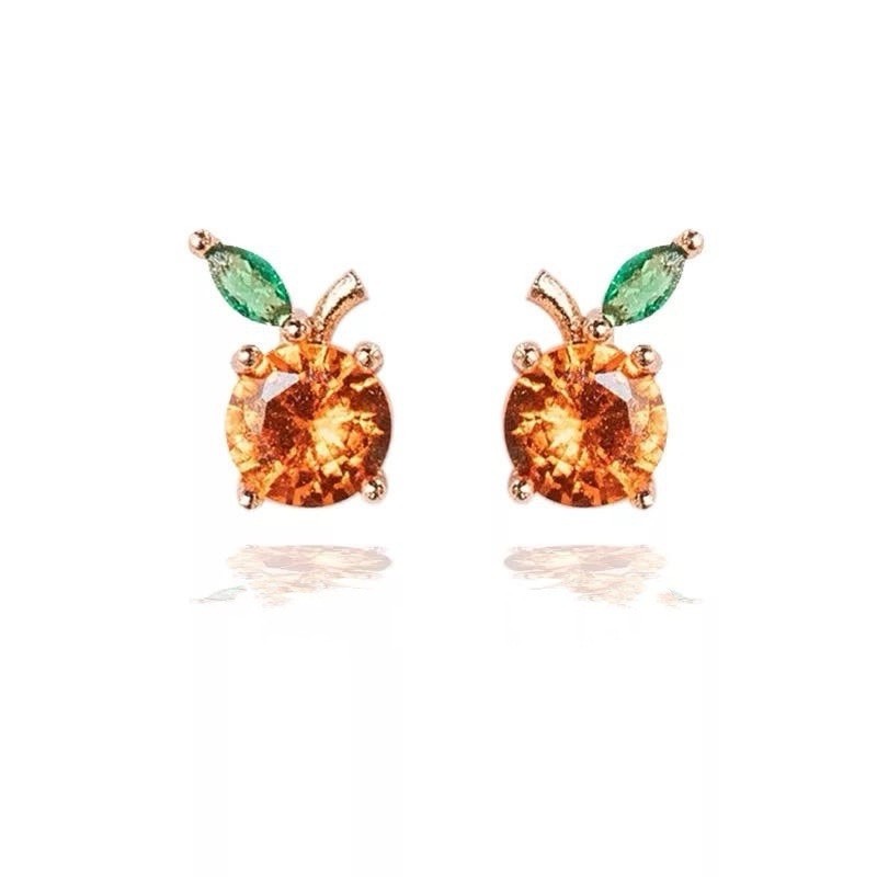 Gold Plated Mini Orange Cubic Zirconia Stud Earrings
