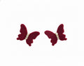 Red Velvet Gold Tone Small Pearl Rhinestones Butterfly Stud Earrings