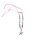 Hot Pink Handmade Beaded Starfish Pendant Adjustable Necklace