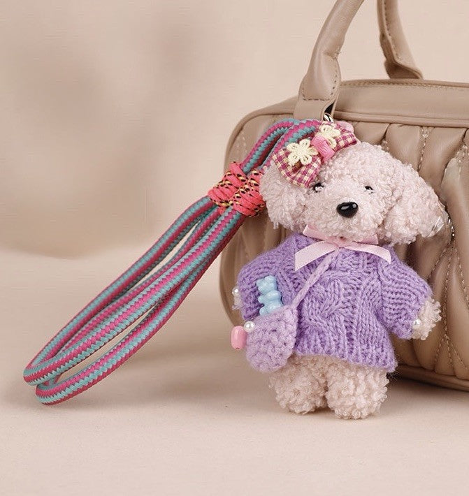 Purple Crochet Sweater Plush Cute Bear Keychain/ Bag Charm