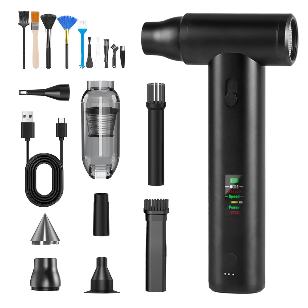 Compressed Air Duster Brushless Motor 130000RPM Stepless Variable Speed 1WmAh Battery Cordless Dust Blower Vacuum Cleaner Portable Jet Dry Blower for