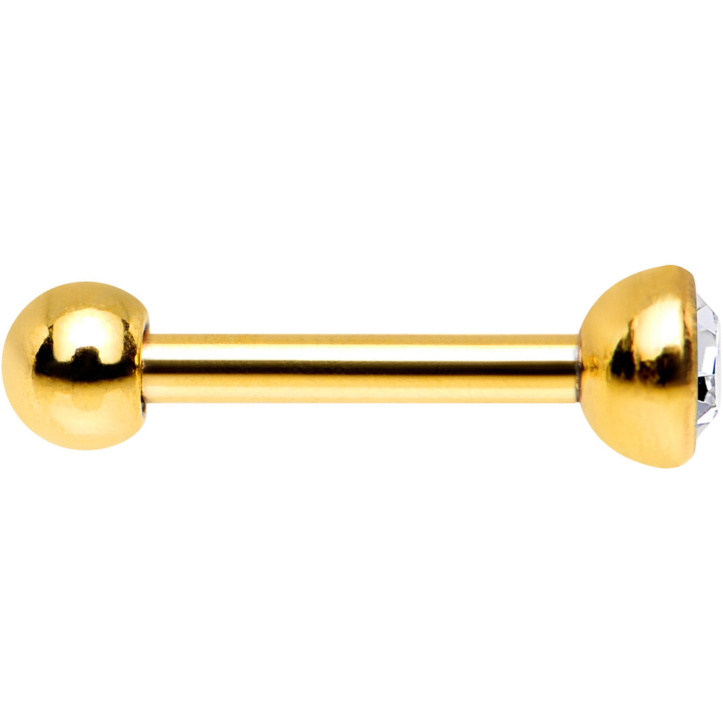 18G 1/4 Gold Plated Steel Clear CZ Cartilage Earring