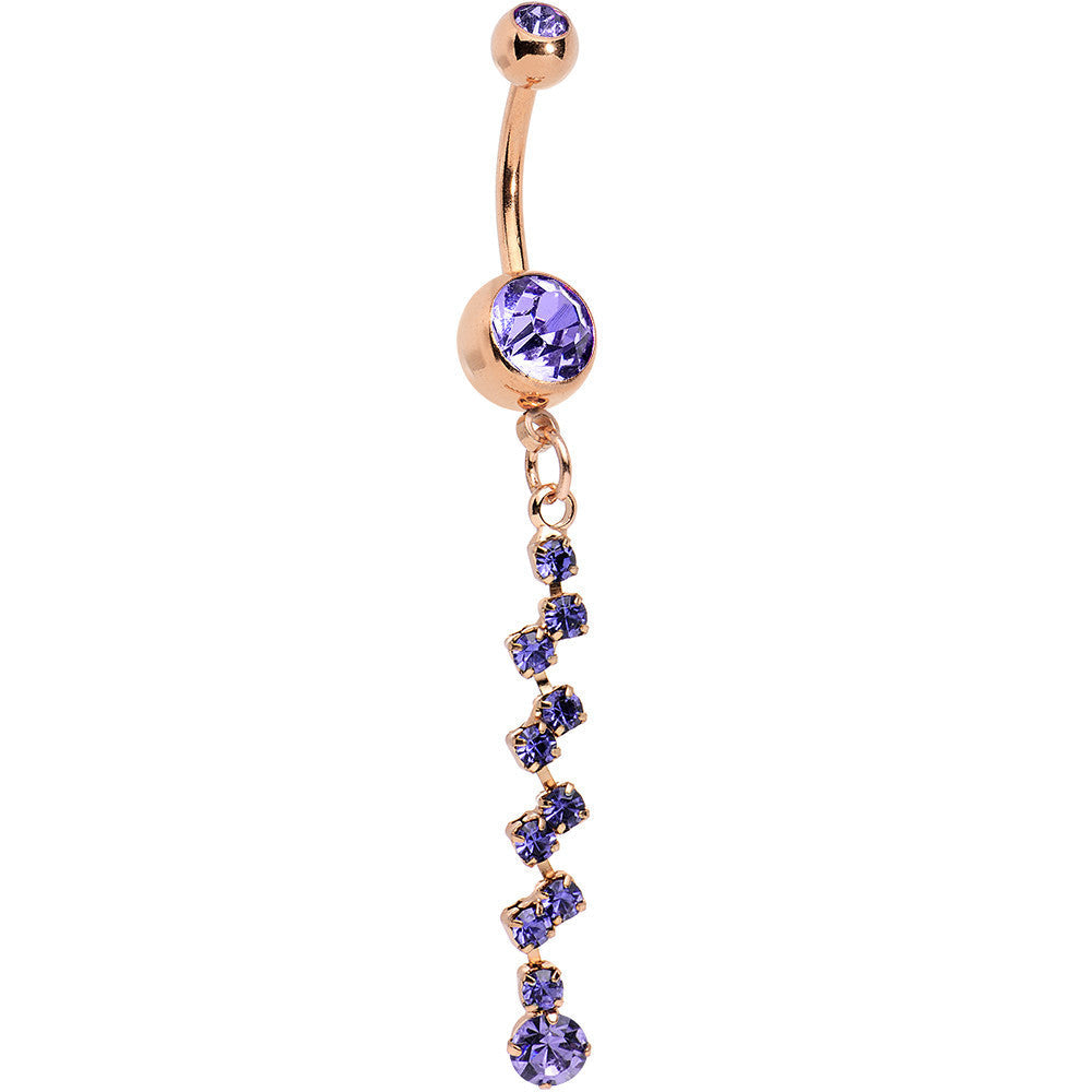 Purple Rose Gold Anodized Criss Cross Dangle Belly Ring