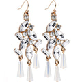 Clear Gold Tone Embellished Chandelier Fish Hook Drop Earrings