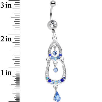 Light Blue Gem Czech Stone Wear Me Out Whale Dangle Belly Ring