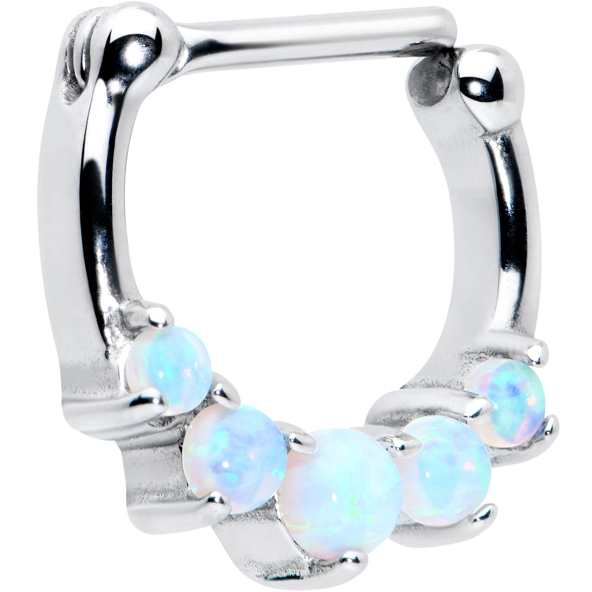 16G 1/4 White Synthetic Opal Steel Bar Simple Septum Clicker