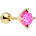16G 1/4 5mm Pink Synthetic Opal Gold Plated Cartilage Earring