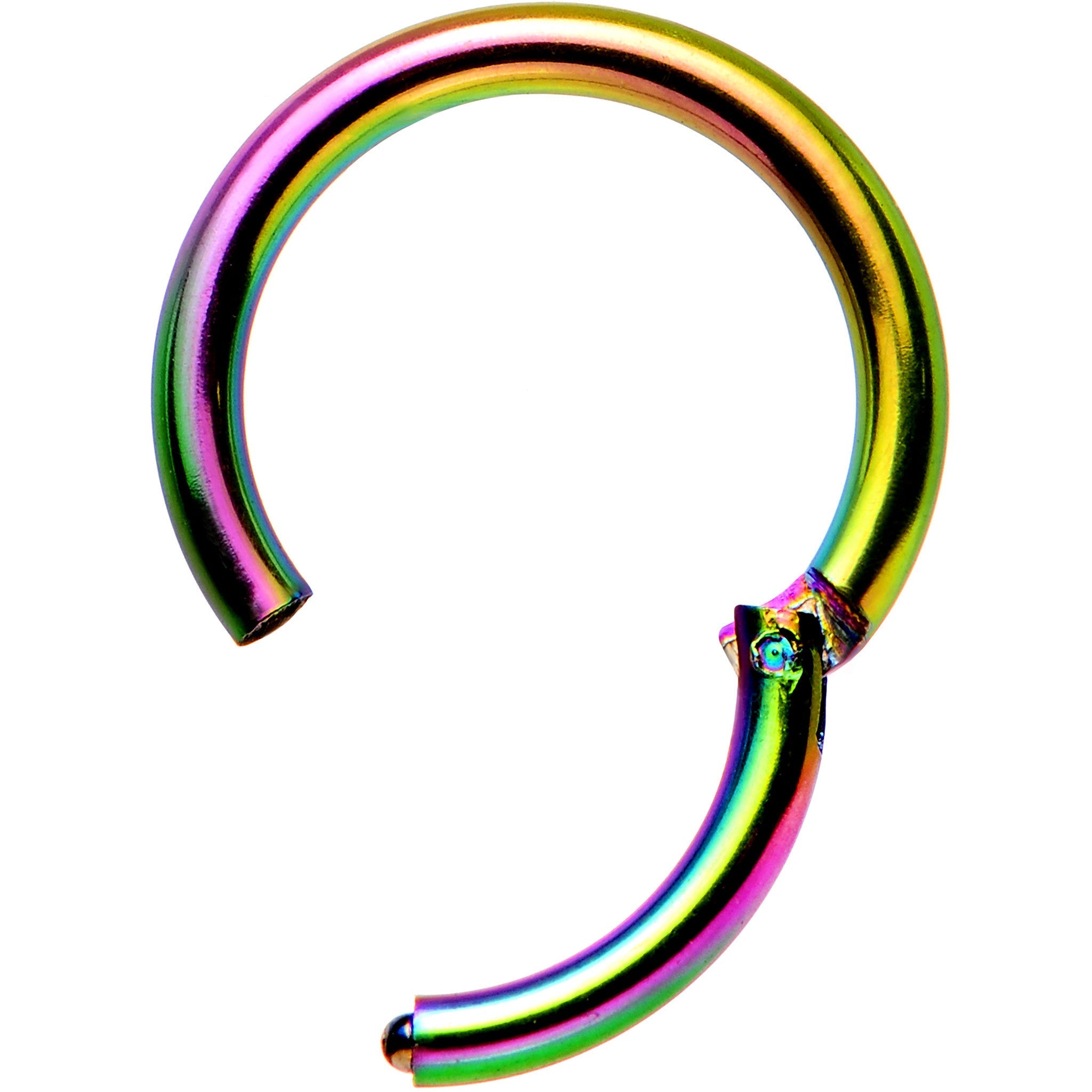 16G 5/16 Rainbow Anodized Hinged Segment Ring
