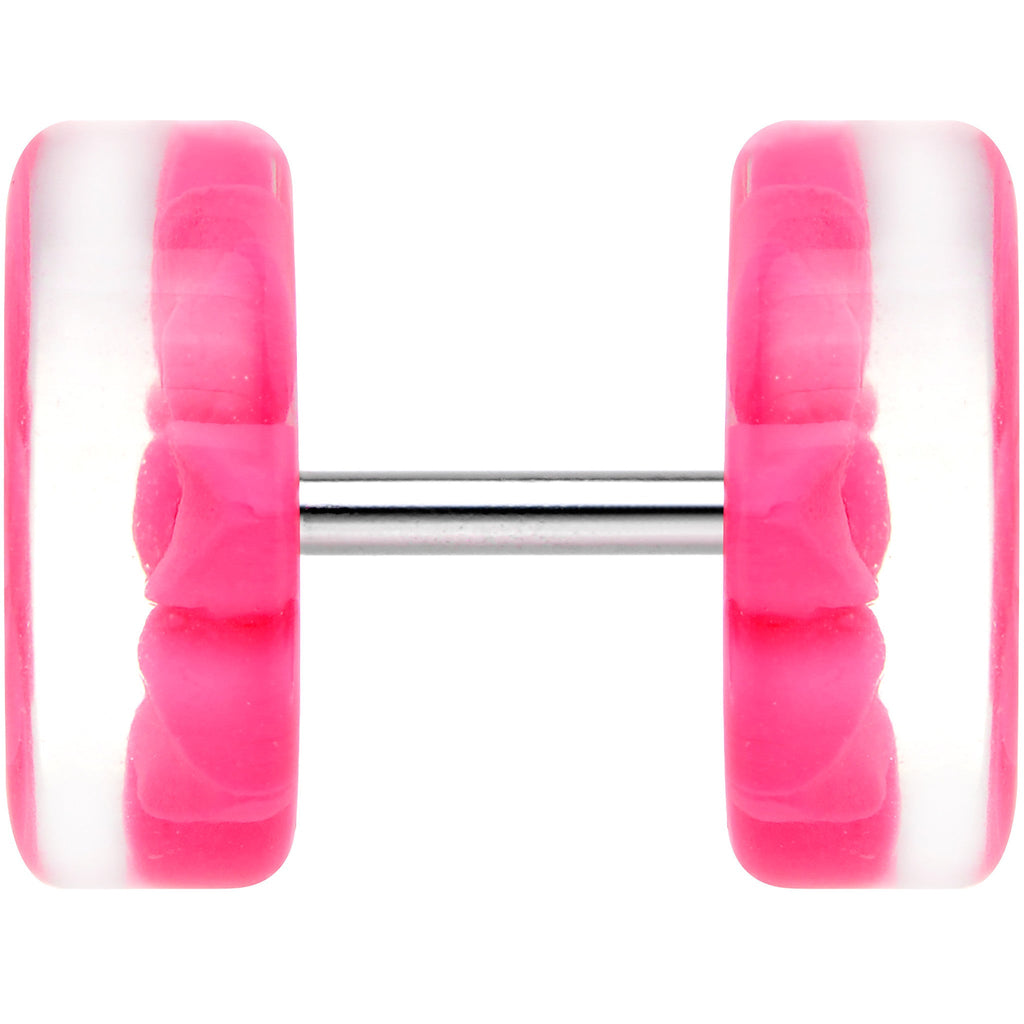Acrylic Pretty Pink Flower Inlay Cheater Plug