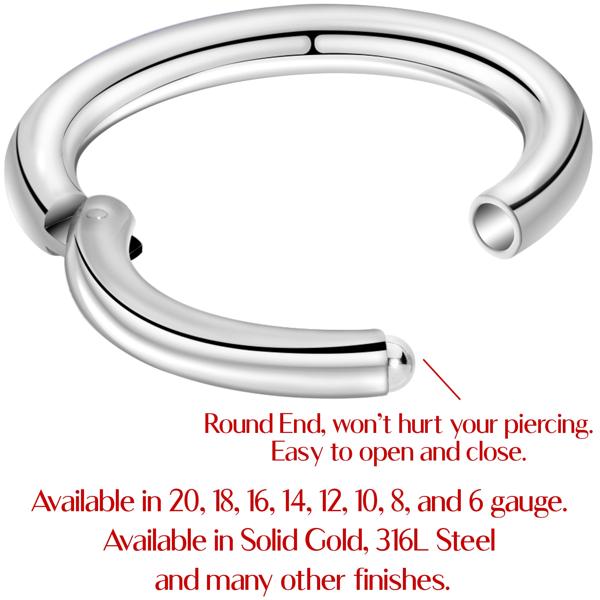 16G 3/8 Stainless Steel Hinged Segment Ring