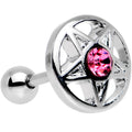 16G 5/16 Pink Gem Pentacle Star Cartilage Earring