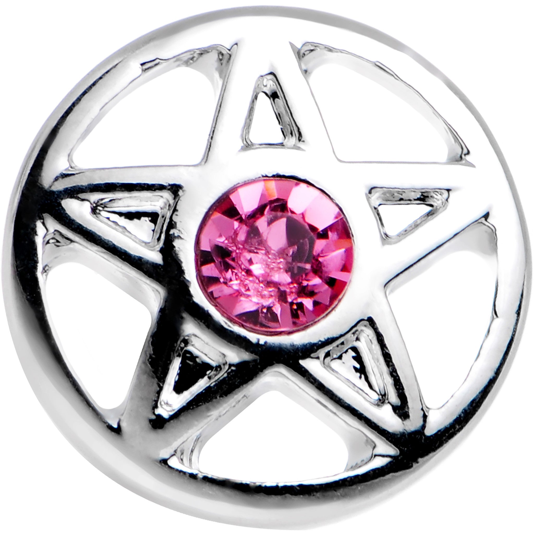 16G 5/16 Pink Gem Pentacle Star Cartilage Earring
