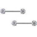14G 9/16 Clear Ferido Gem White Ball Ends Barbell Nipple Ring Set