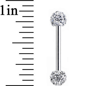 14G 9/16 Clear Ferido Gem White Ball Ends Barbell Nipple Ring Set