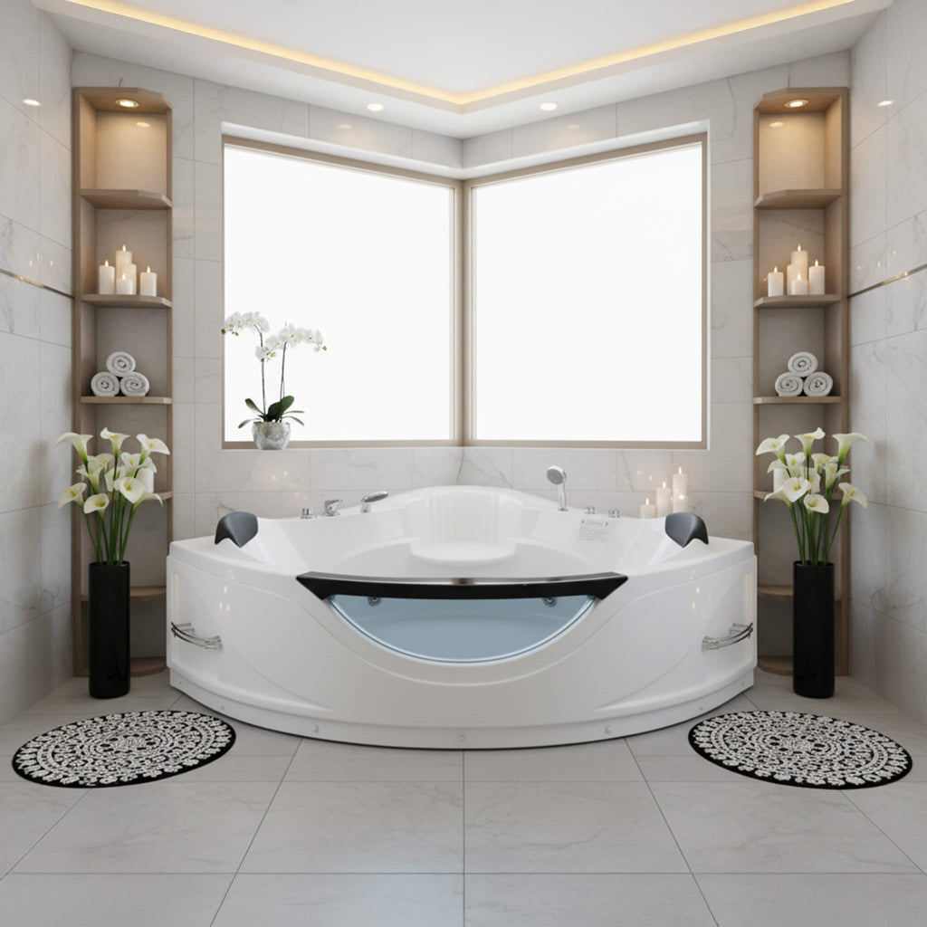 Nuvia Celestia 59-Inch 2-Person Luxury Corner Whirlpool Jetted Bathtub (SAK97310)