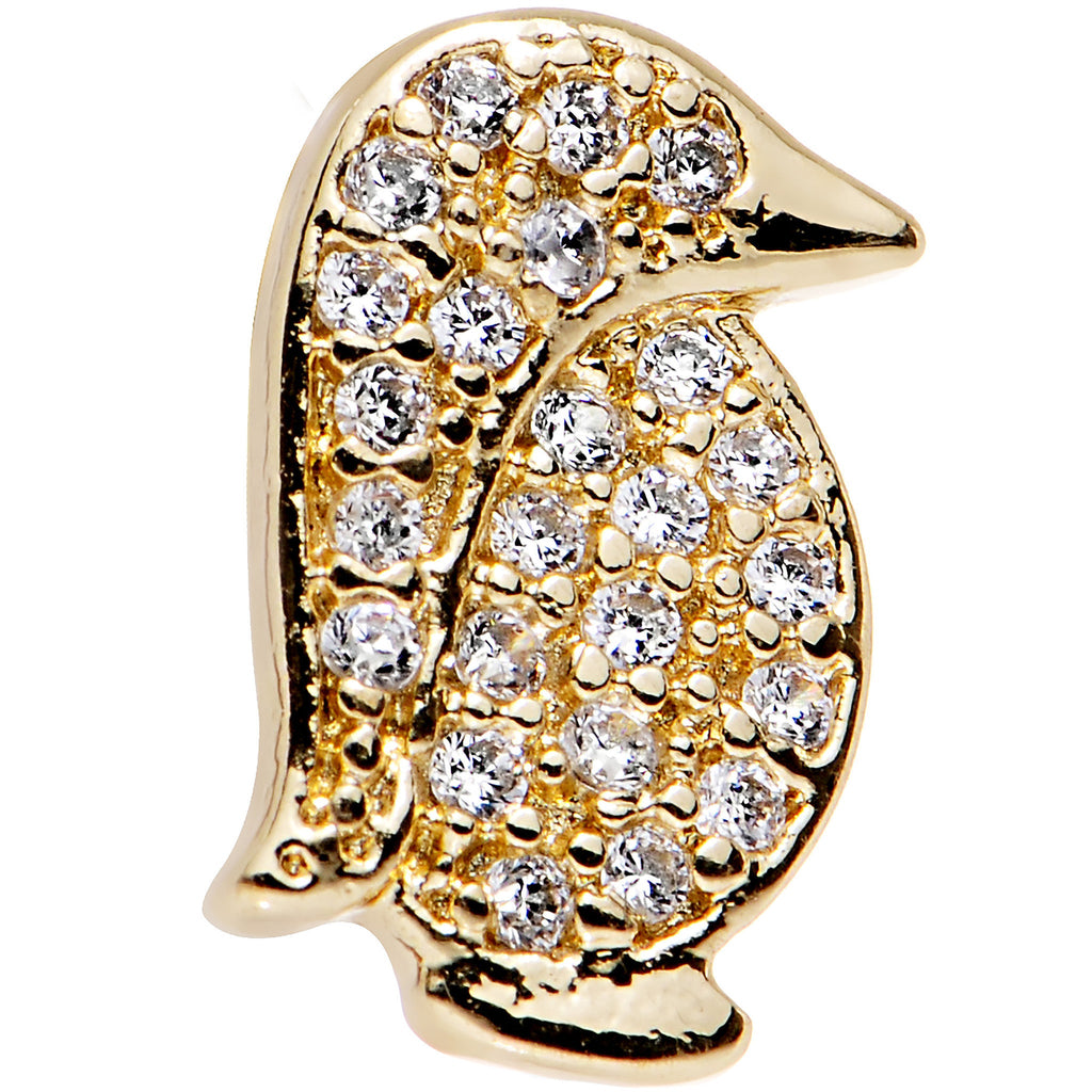 16G 1/4 Clear Gem Perky Penguin Right Tragus Cartilage Earring