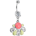 Clear Gem Spring Deco Dangle Belly Ring Created with Crystal