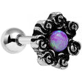 16G 1/4 Pink Faux Opal Rose Flower Frame Tragus Cartilage Earring