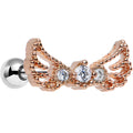 16G 1/4 Clear Rosy Steel Angel Wing Trifecta Cartilage Earring