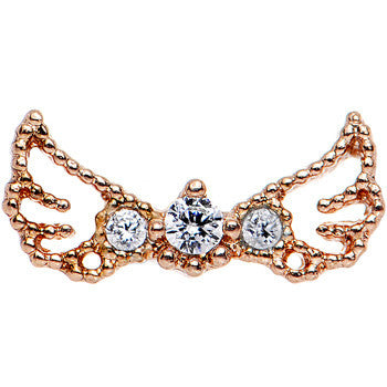 16G 1/4 Clear Rosy Steel Angel Wing Trifecta Cartilage Earring