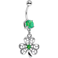 Green Faux Opal Shake Your Shamrock Dangle Belly Ring