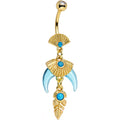 Faux Turquoise Gold PVD Phoenicia Dangle Belly Ring