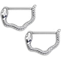 14G 9/16 Stainless Steel Slithering Snake Nipple Clicker Set