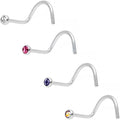 20G Multicolor Nose Screw 4 Pack Created with Crystals