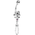 Black Aurora Clear Gem Filigree Drop Dangle Belly Ring