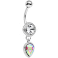 Clear Aurora CZ Gem Simpe Sass Dangle Belly Ring