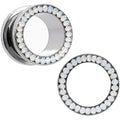 1/2 White Faux Opal Screw Fit Tunnel Plug Set