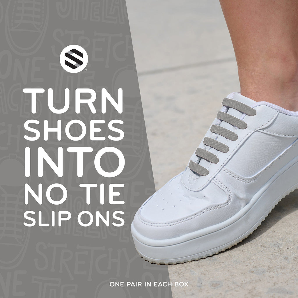 Grey Stretchy Tieless Silicone Elastic Shoelaces | 20 Straps