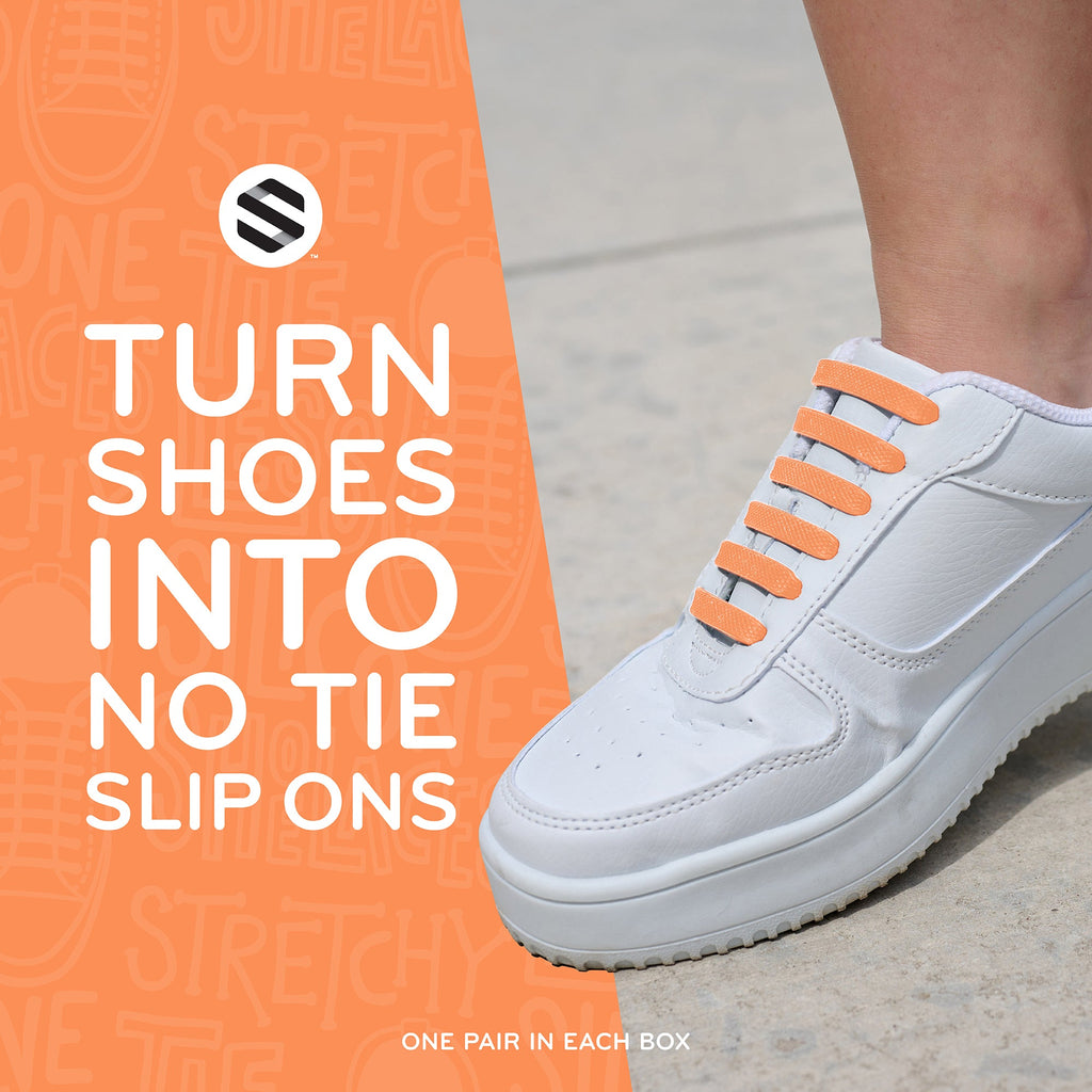Orange Stretchy Tieless Silicone Elastic Shoelaces | 20 Straps