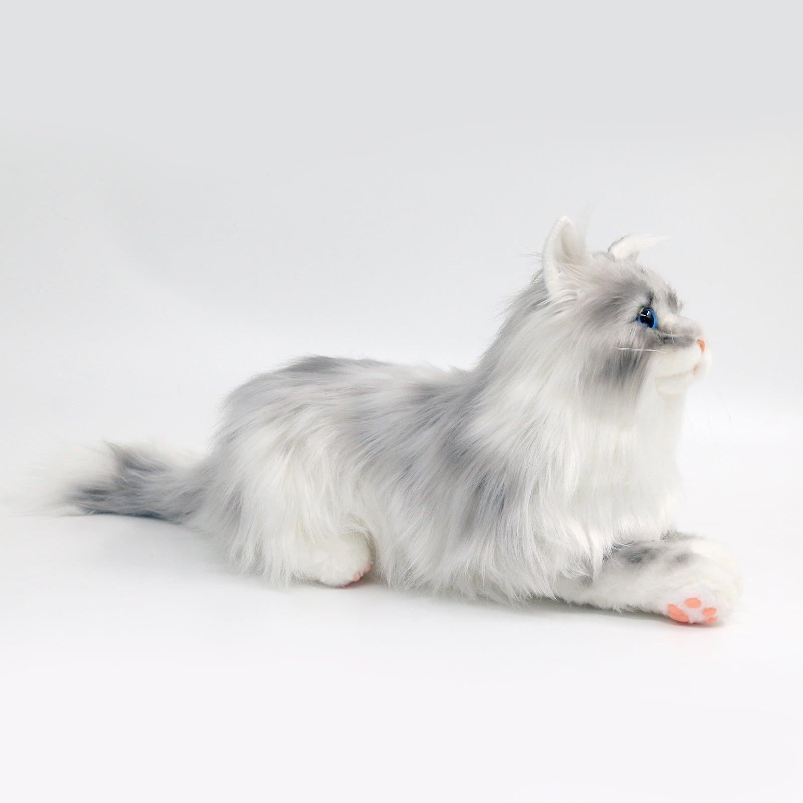 Plush Blue Eyes Grey Hair Cat Weighted-Handmade Life-Size Companion & Pet Memorial