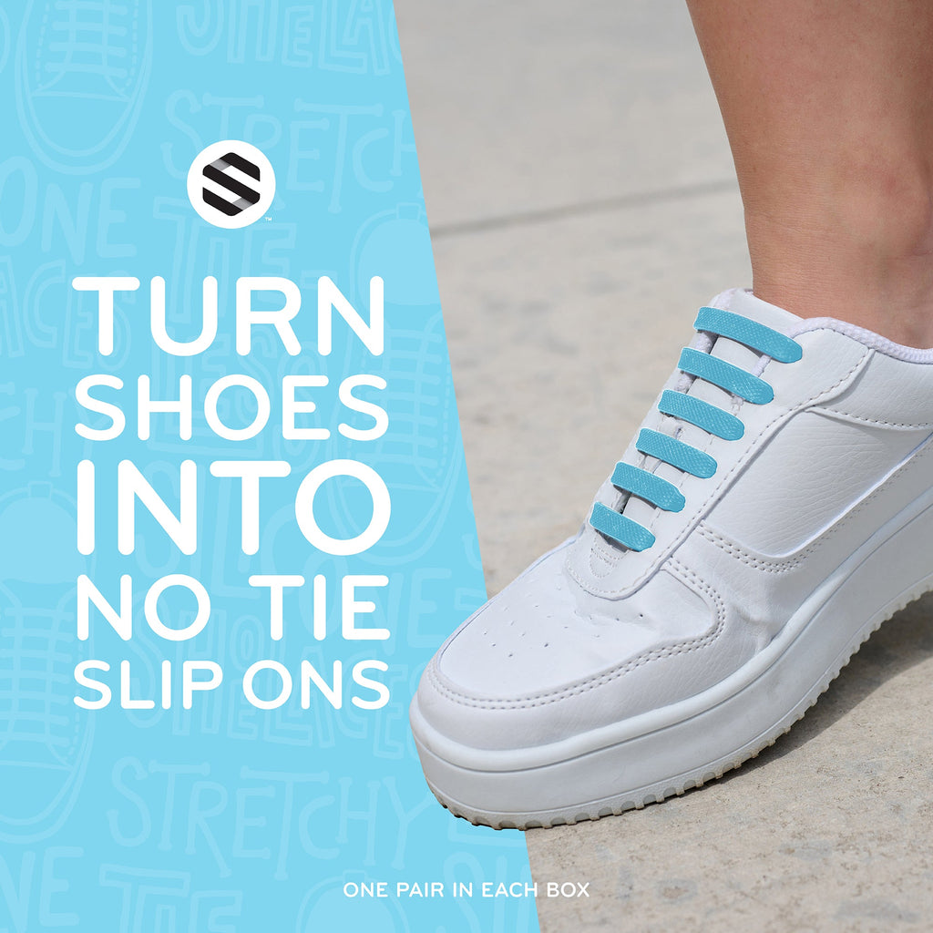 Light Blue Stretchy Tieless Silicone Elastic Shoelaces | 20 Straps