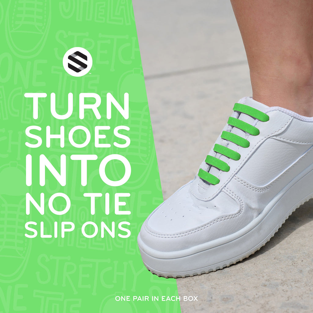 Green Stretchy Tieless Silicone Elastic Shoelaces | 20 Straps