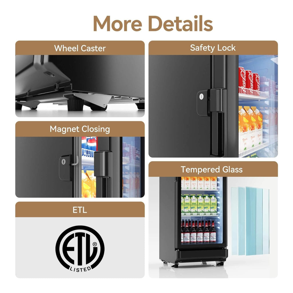 6.0 Cu.Ft Commercial Beverage Refrigerator With Glass Door And Adjustable Shelves (SAK28460)