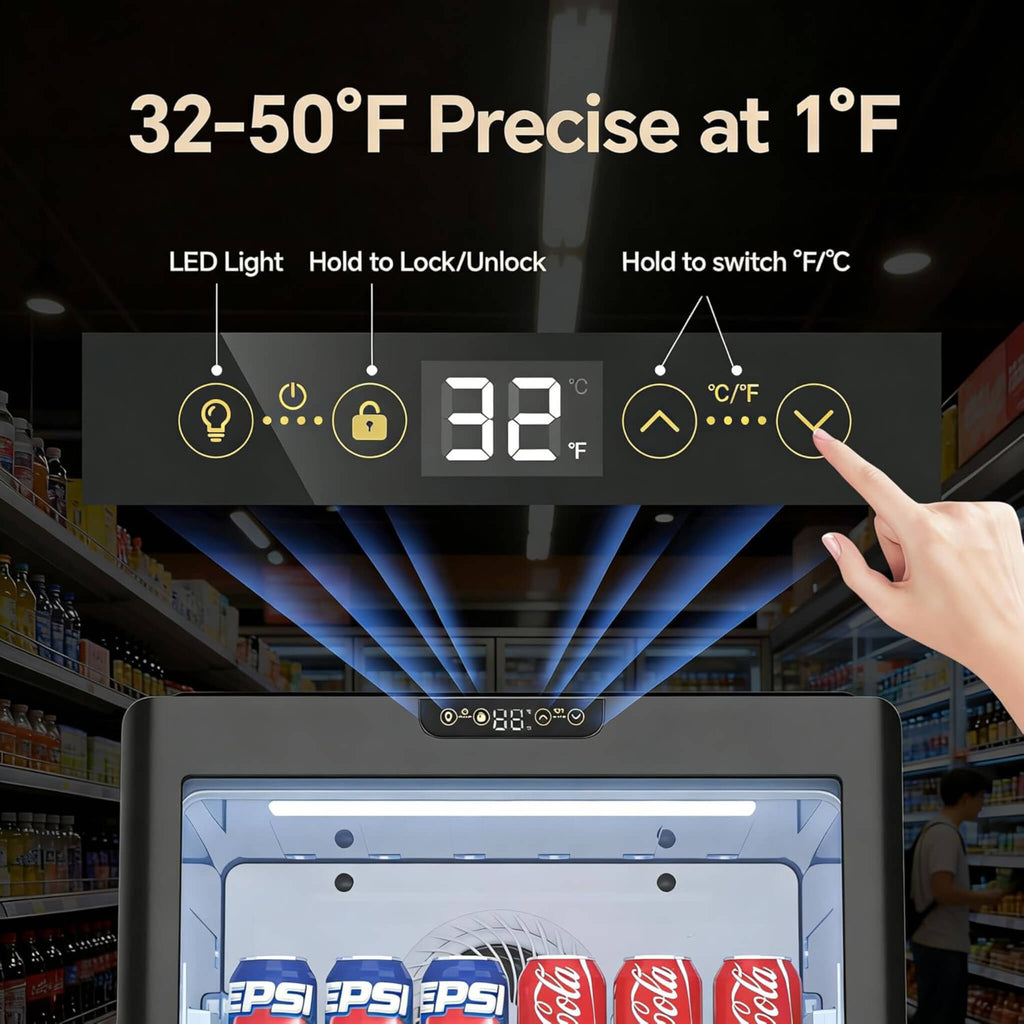 6.0 Cu.Ft Commercial Beverage Refrigerator With Glass Door And Adjustable Shelves (SAK28460)