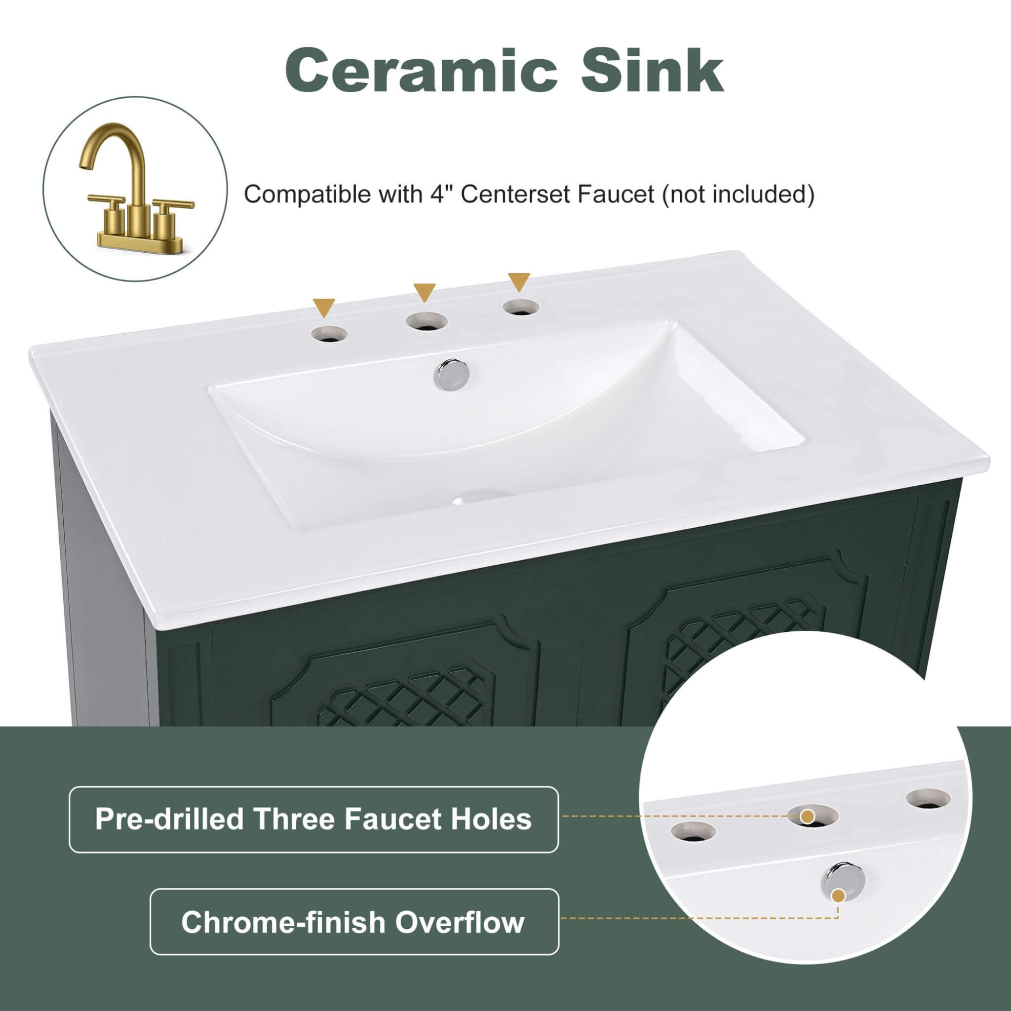 Nuvia 60-Inch Green Vintage Double Sink Vanity With Cabinets And Drawers (SAK26149)