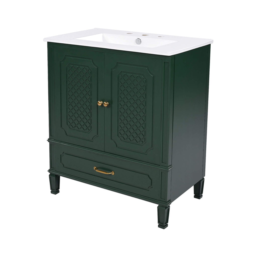 Nuvia 60-Inch Green Vintage Double Sink Vanity With Cabinets And Drawers (SAK26149)