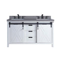 Nuvia White Bathroom Vanity With Gray Quartz Top And Faucet Set (SAK40685)