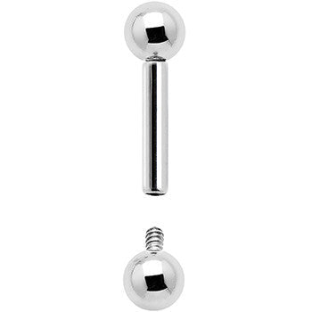 16G 1/4 Grade 23 Titanium 3mm Ball Internally Threaded Barbell